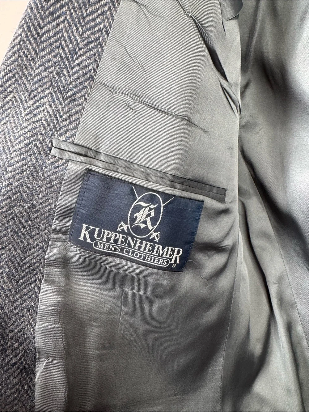 Kuppenheimer Men's Grey Herringbone Wool Sport Coat 100% Wool USA